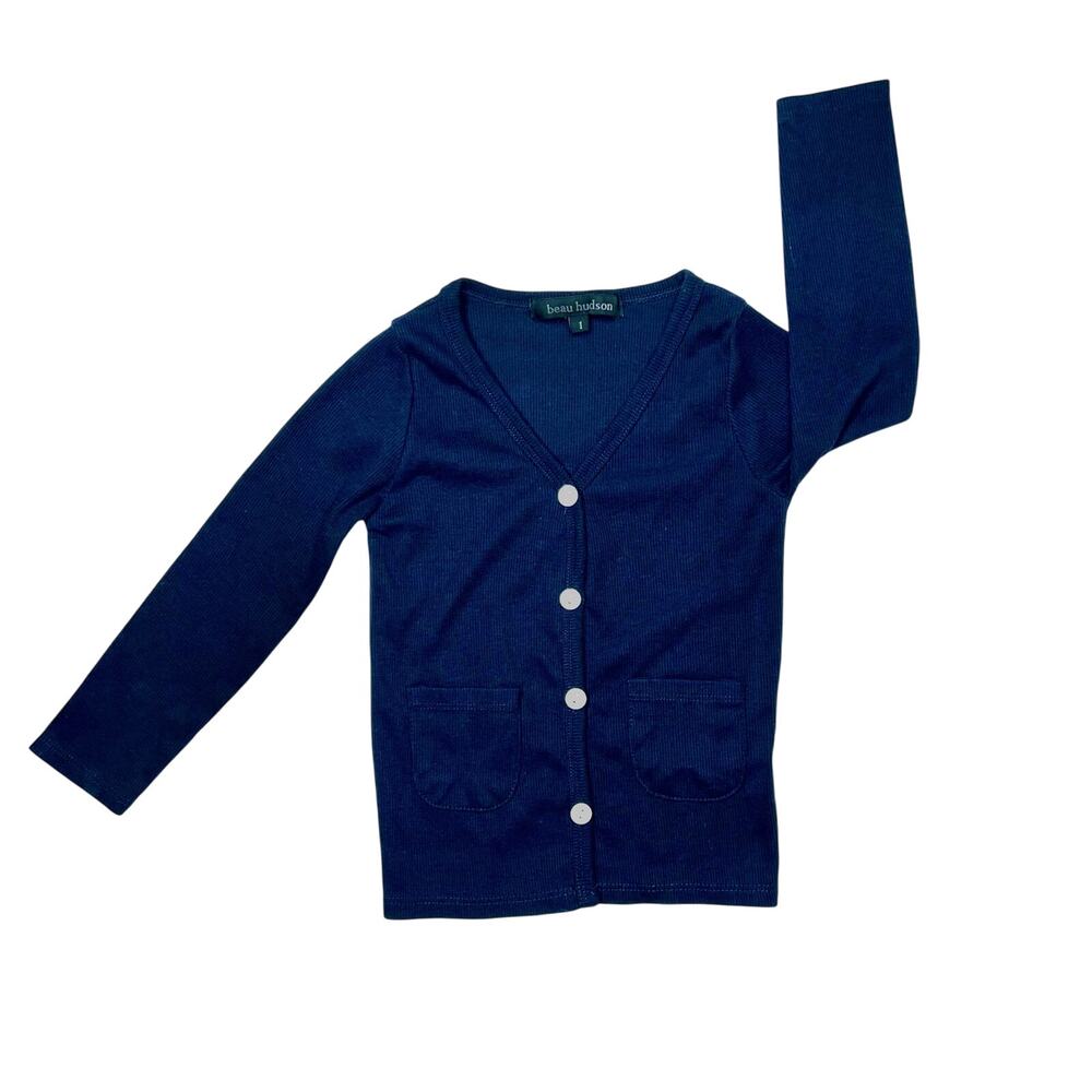 Beau Hudson Toddler Button Up Blue Ribbed Knit Cardigan Sz 1 US‎ 2T Toddler